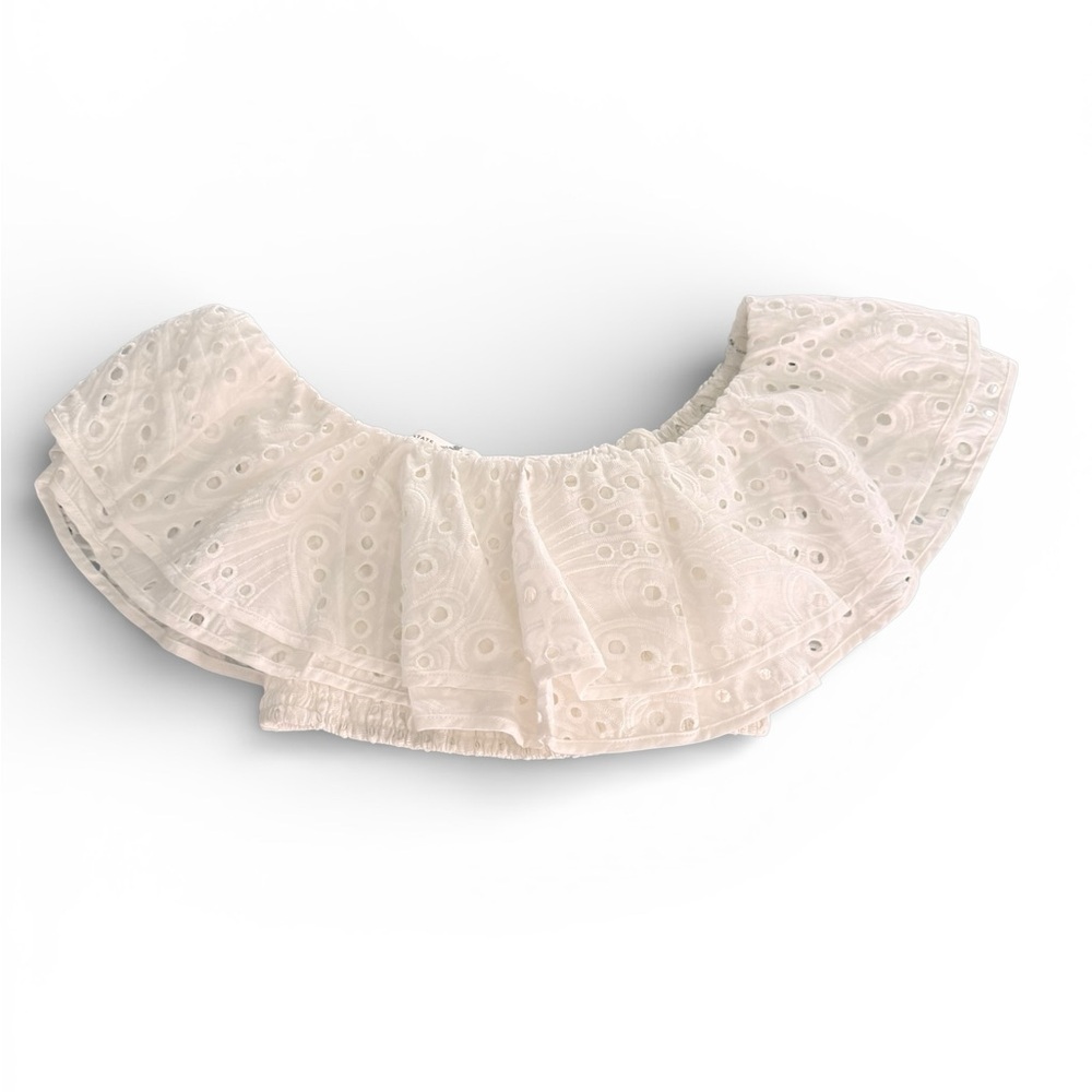 Altar’d State White Eyelet Ruffle Crop Top
